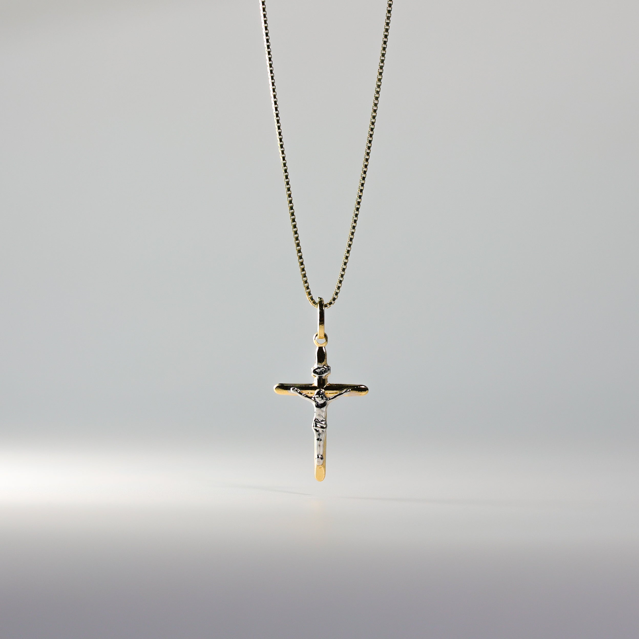 Gold Half Tube Crucifix Cross Pendant Model-0008 - Charlie & Co. Jewelry