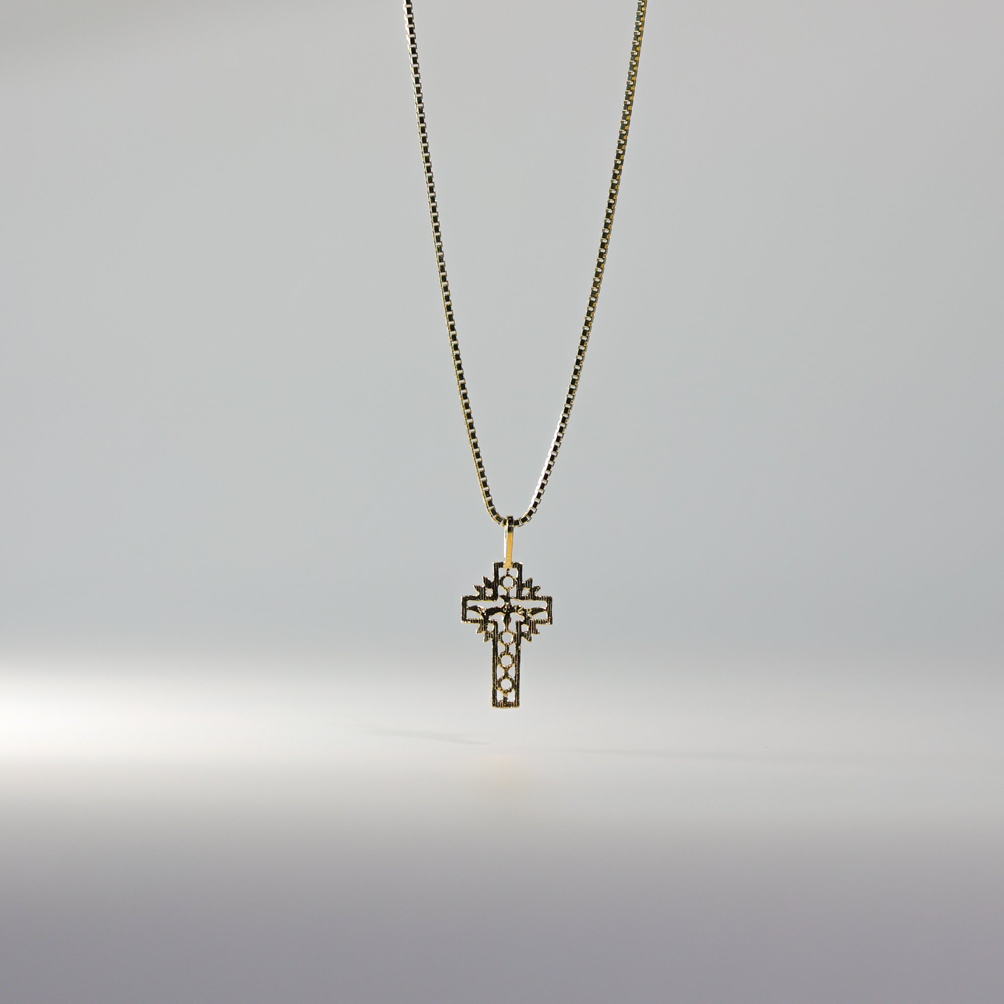 Gold Cross With Holy Spirit Dove Pendant Model-1463 - Charlie & Co. Jewelry