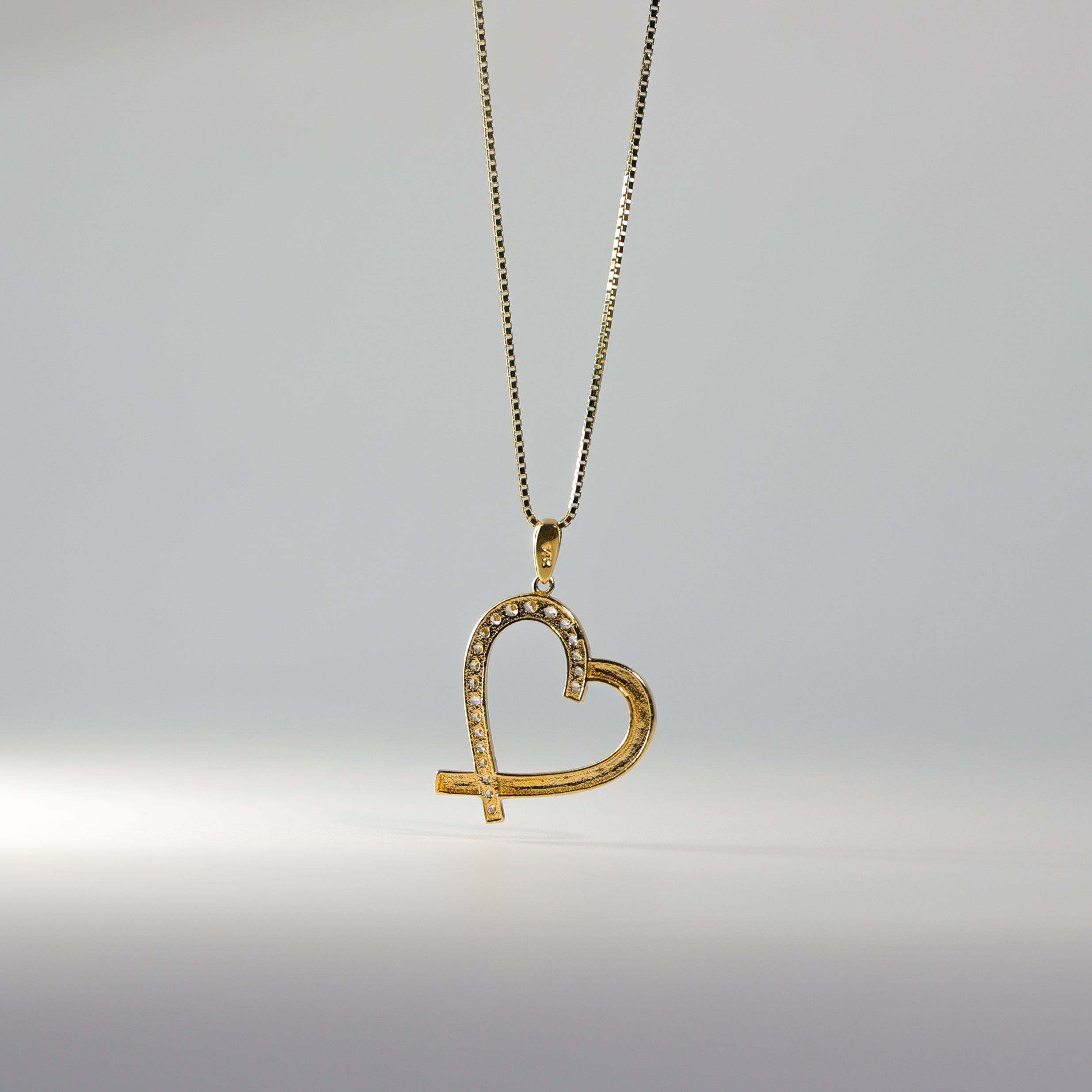 Gold CZ Stones Heart Pendant Model-1770 - Charlie & Co. Jewelry