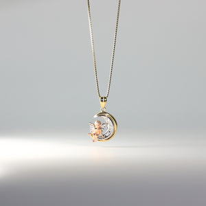 Gold Angel Sitting On The Moon Pendant Model-1558 - Charlie & Co. Jewelry