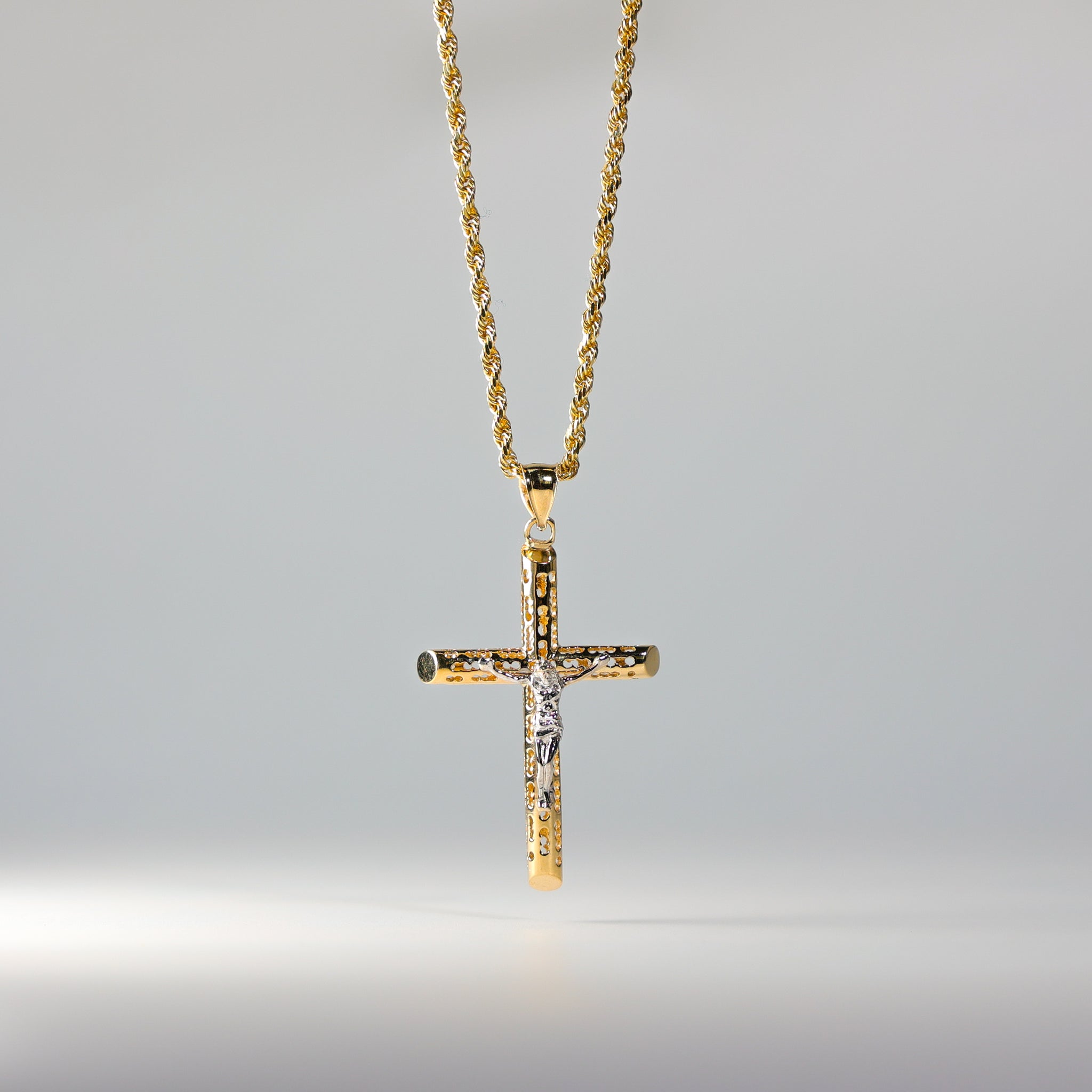 10k Yellow Gold Jesus Cross Spiral Charm Pendant Diamond Cut Crucifix –  Globalwatches10