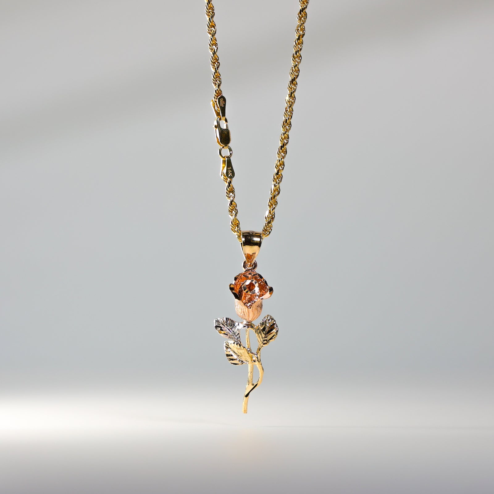 14K Gold Large Rose Flower Pendant - Model 1959