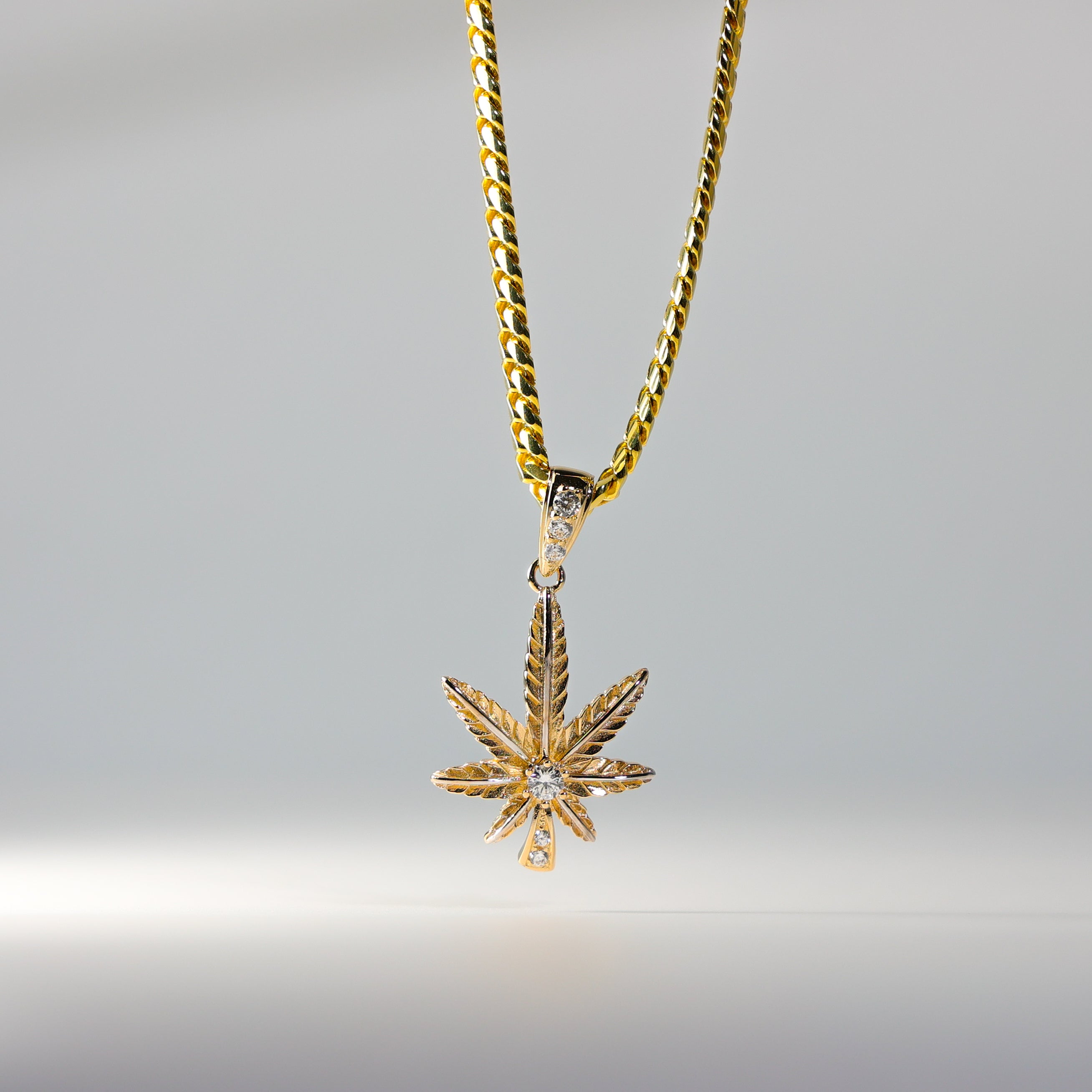 Gold Marijuana Leaf Pendant Model-1570 - Charlie & Co. Jewelry