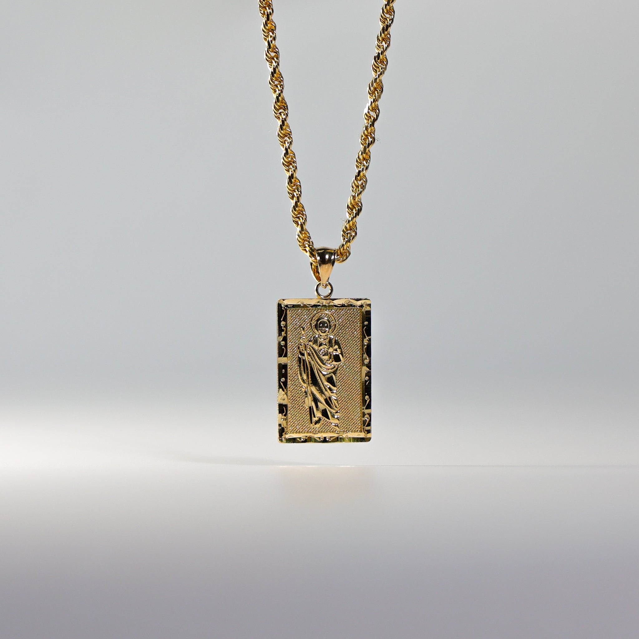 Gold St. Jude Thaddeus Plate Pendant Model-1149 - Charlie & Co. Jewelry