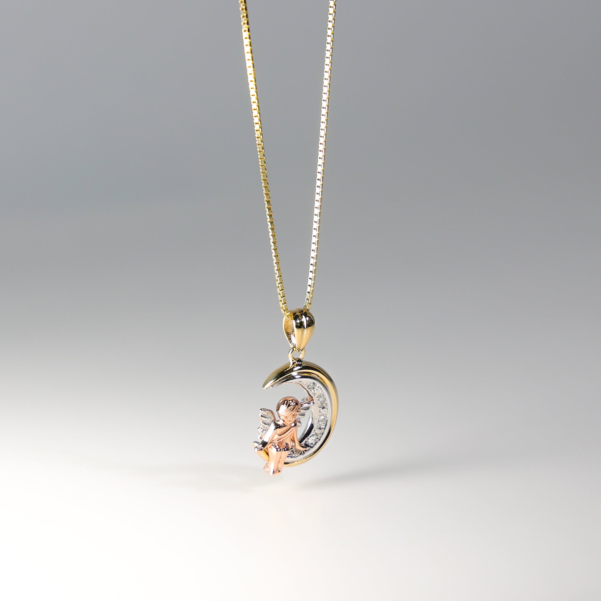 Gold Angel Sitting On The Moon Pendant Model-1558 - Charlie & Co. Jewelry