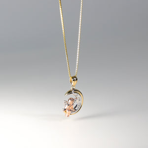 Gold Angel Sitting On The Moon Pendant Model-1558 - Charlie & Co. Jewelry