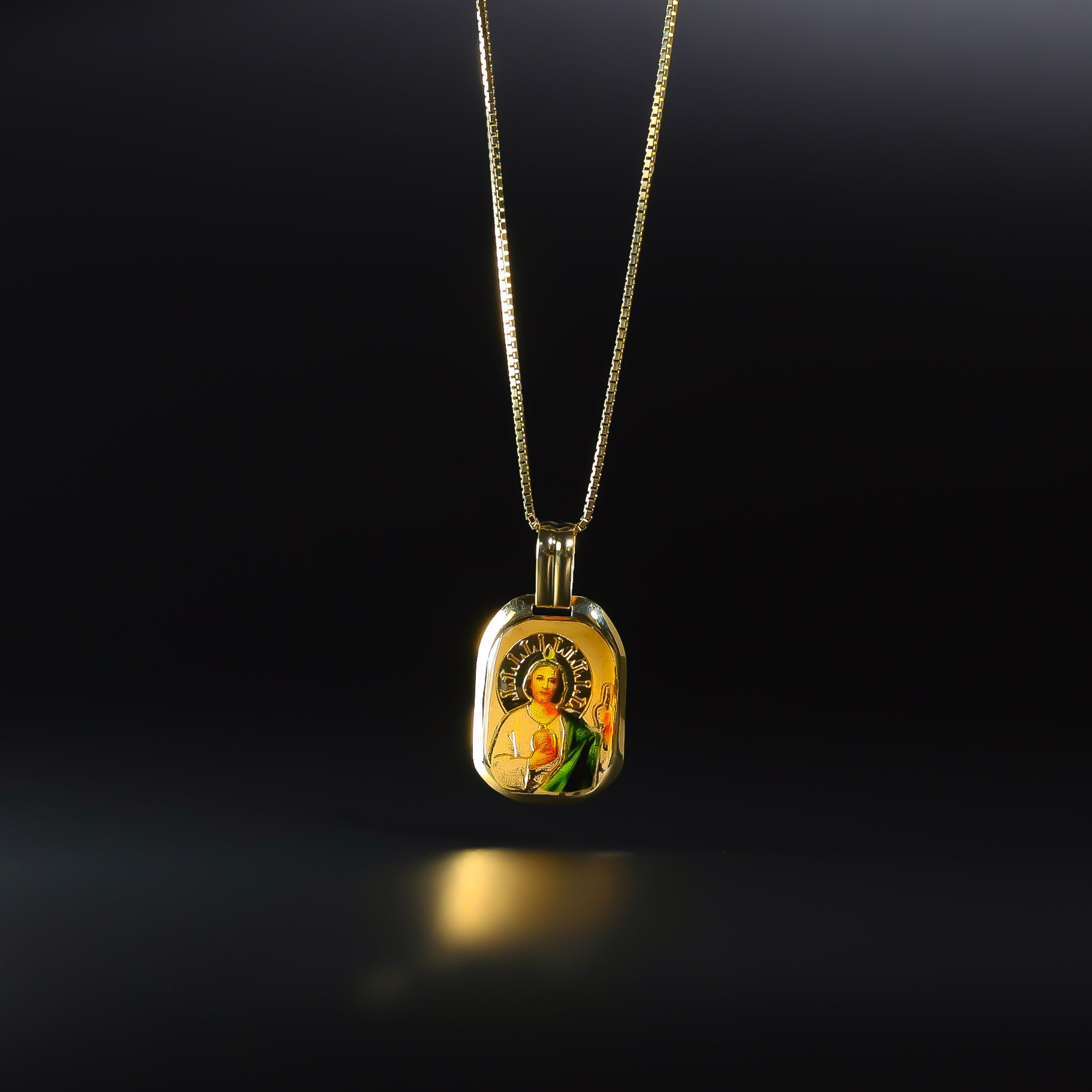 Gold St. Jude Enamel Pendant Model-0166 - Charlie & Co. Jewelry