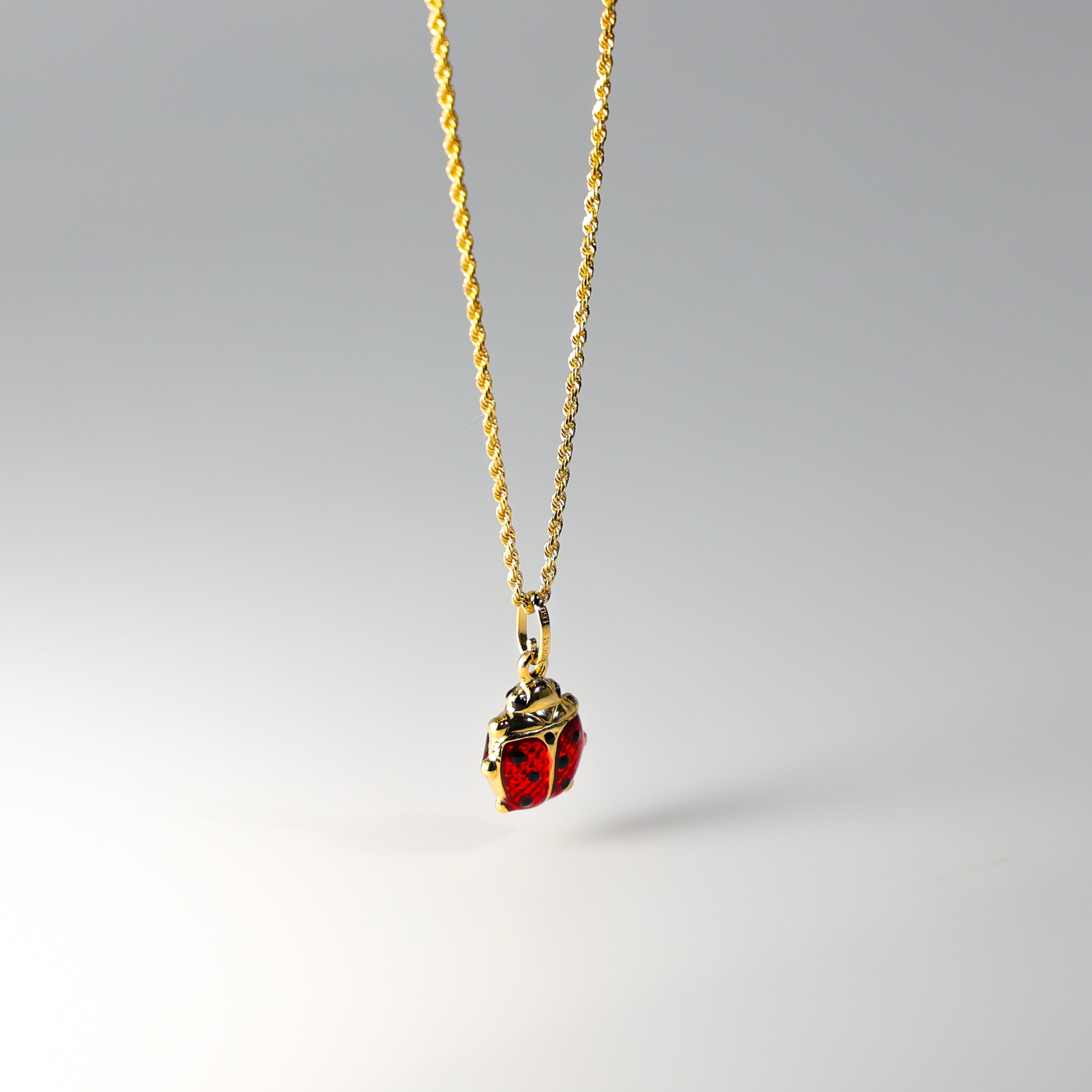 Gold Lady Bug Enamel Pendant Model-504 - Charlie & Co. Jewelry