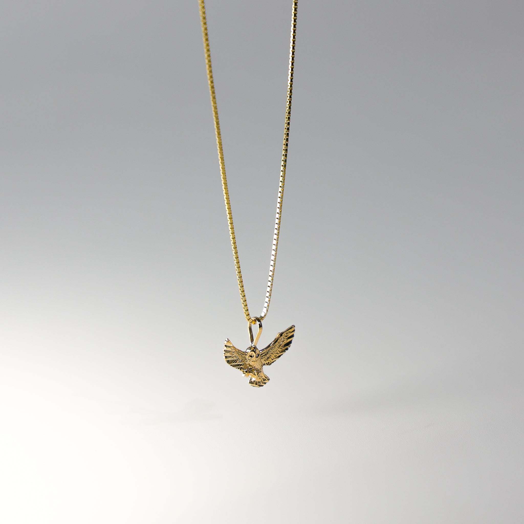Gold Flying Owl Pendant Model-2349 - Charlie & Co. Jewelry