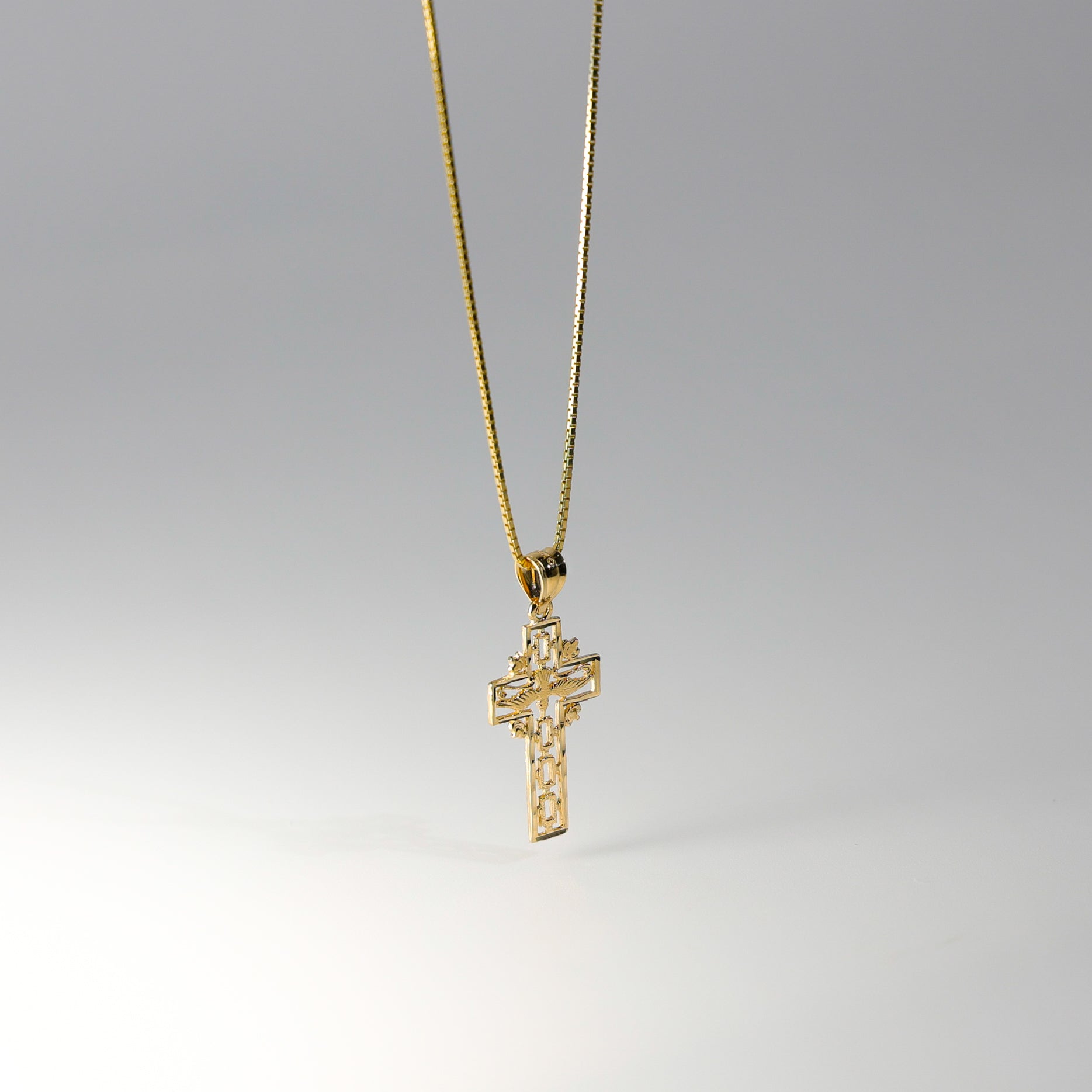 Gold Cross With Holy Spirit Dove Pendant Model-1462 - Charlie & Co. Jewelry