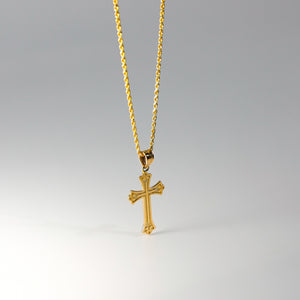 Gold Budded Cross Pendant Model-0128 - Charlie & Co. Jewelry
