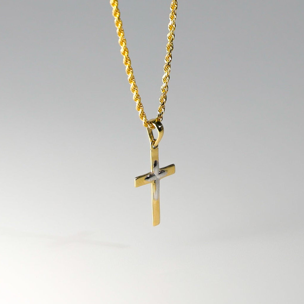 Two Tones Cross Pendant Model-2226 - Charlie & Co. Jewelry