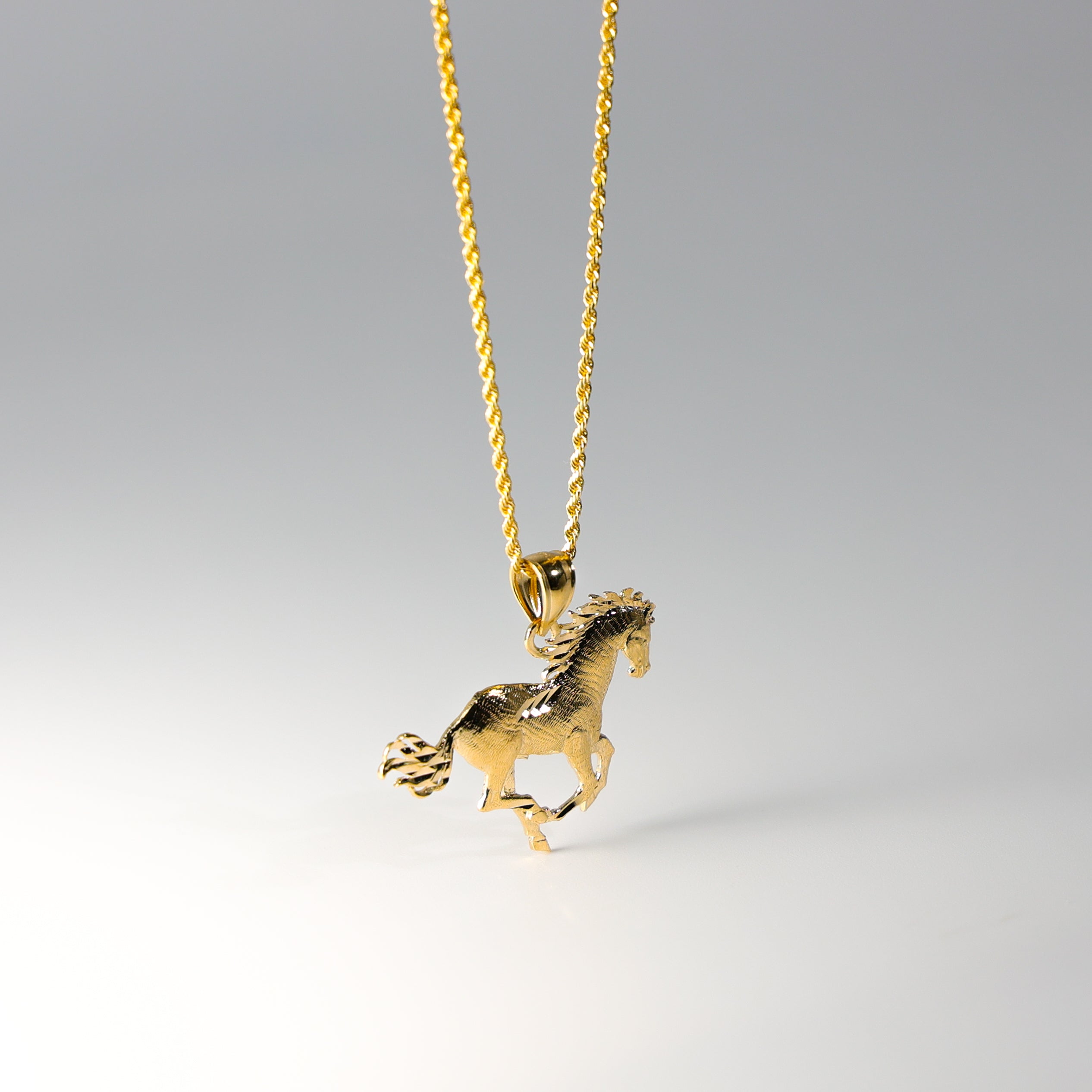 Gold Horse Jewelry Horse Charm Necklace Galloping Horse 14K