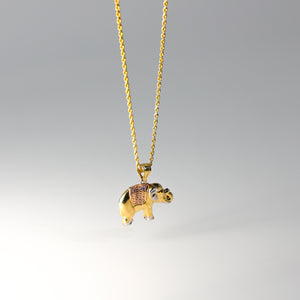 Gold 3 Colors Elephant Pendant Model-1624 - Charlie & Co. Jewelry