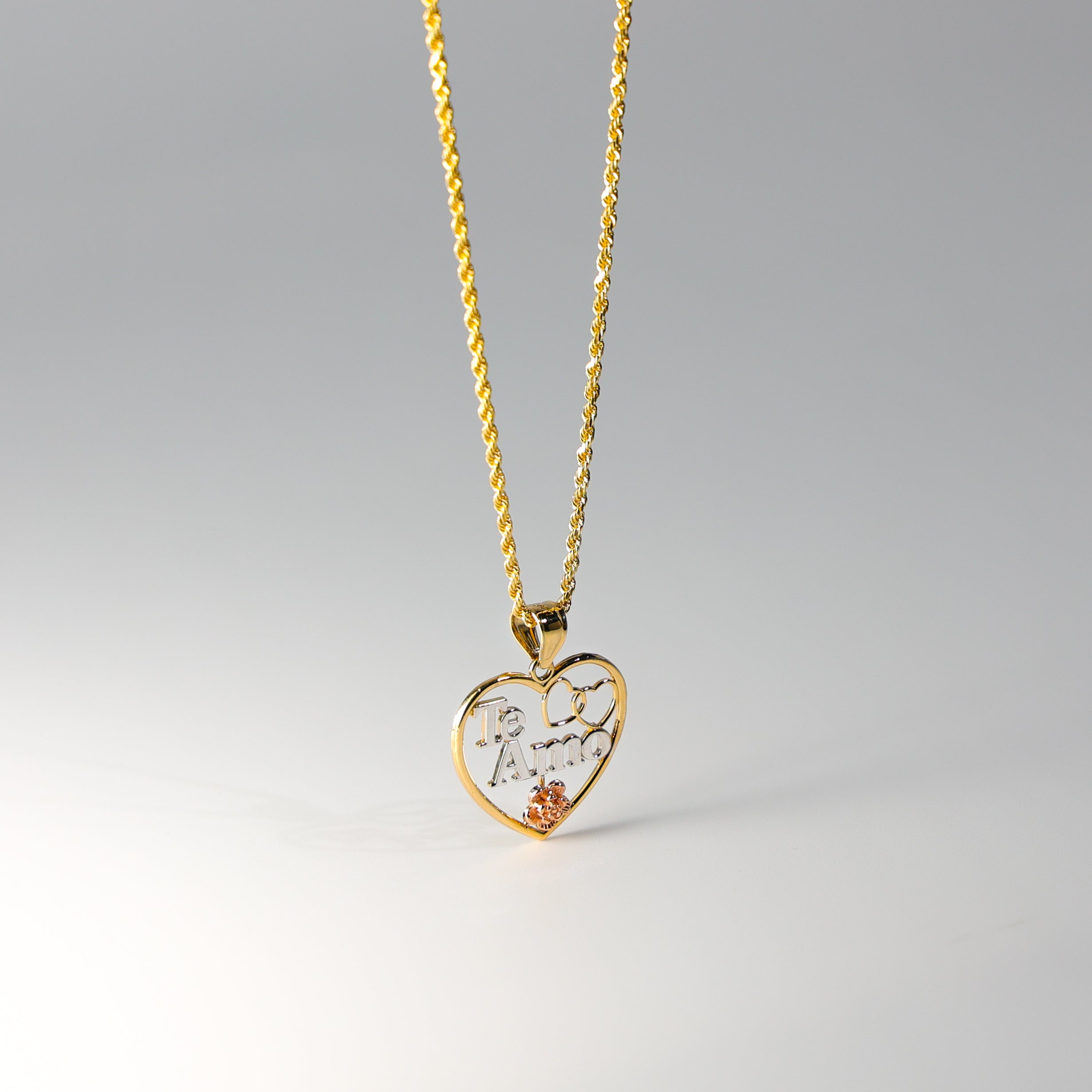 Gold Te Amo Heart 2 Piece Pendant Model-2378 - Charlie & Co. Jewelry