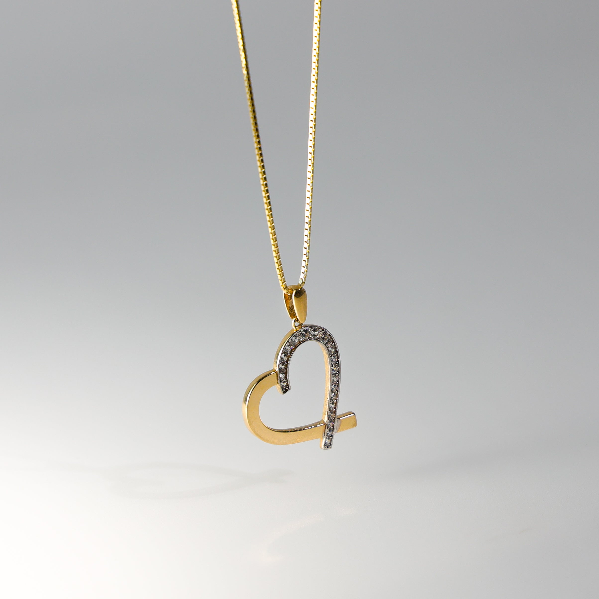 Gold CZ Stones Heart Pendant Model-1770 - Charlie & Co. Jewelry