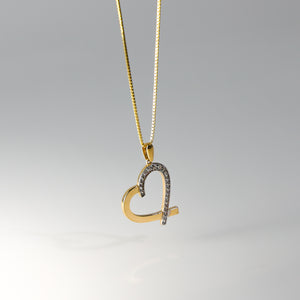 Gold CZ Stones Heart Pendant Model-1770 - Charlie & Co. Jewelry