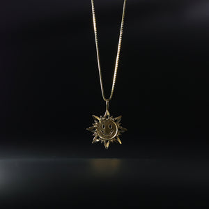 Gold Smiley Sun Pendant Model-1937 - Charlie & Co. Jewelry
