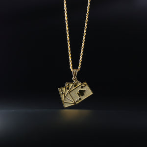 Gold 4 Aces Poker Hand Pendant Model-1971 - Charlie & Co. Jewelry