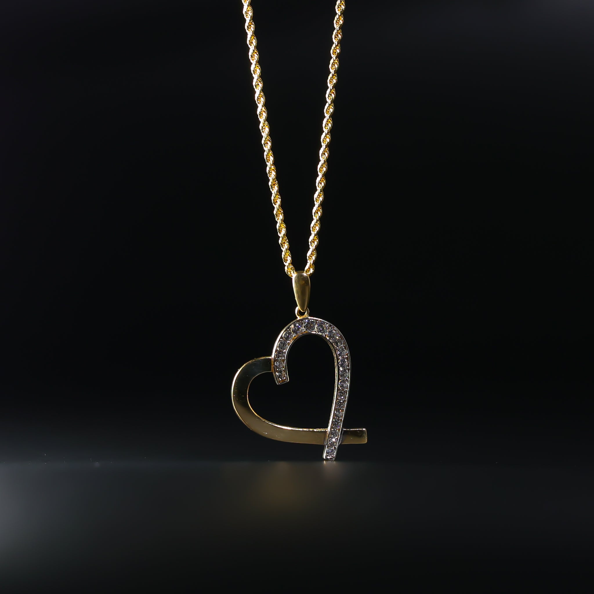 Gold CZ Stones Heart Pendant Model-1770 - Charlie & Co. Jewelry
