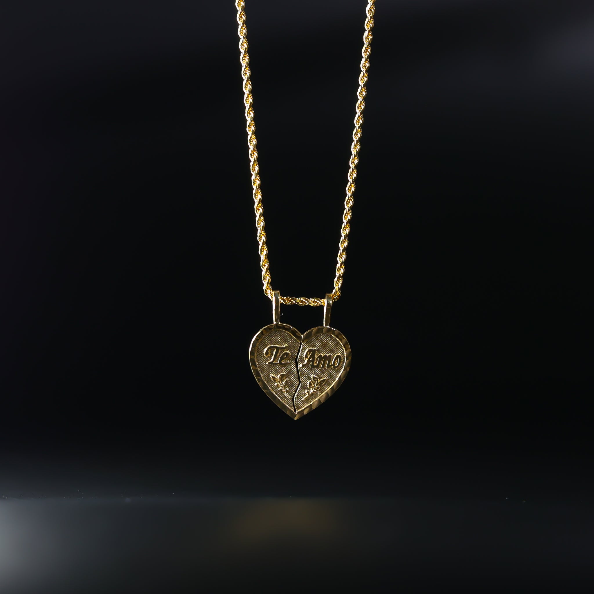 Gold Te Amo Heart 2 Piece Pendant Model-1811 - Charlie & Co. Jewelry