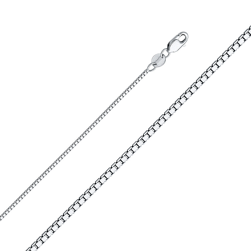 1mm 14K Solid White Gold Box Chain Model-0259 - Charlie & Co. Jewelry