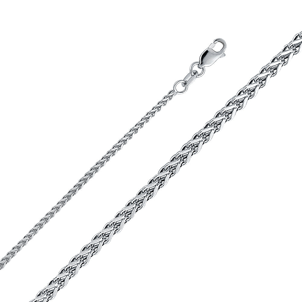 1.7mm 14K White Gold Hollow Square Franco Chain Model-0461 - Charlie & Co. Jewelry
