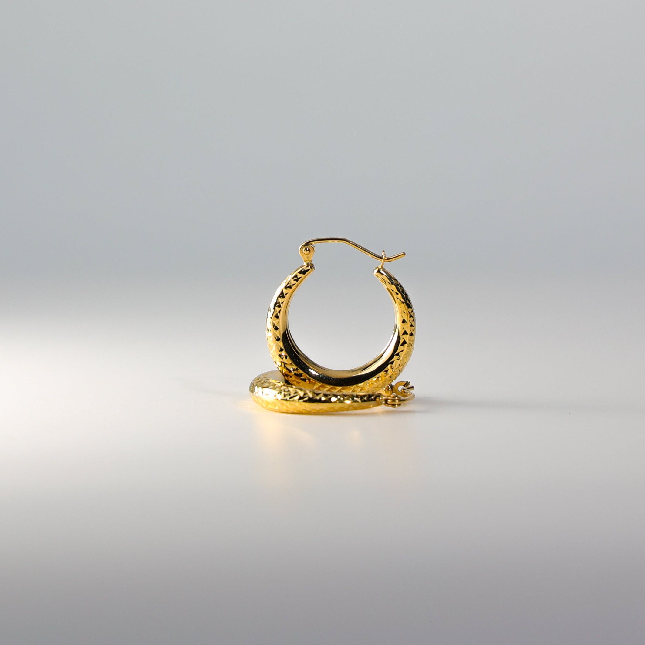 Gold Huggie Hoop Earrings 15MM Wide Model-12 - Charlie & Co. Jewelry