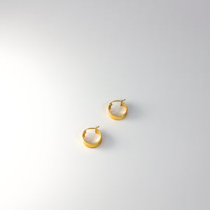 Gold Huggie Hoop Earrings 12MM Wide Model-13 - Charlie & Co. Jewelry