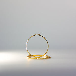 Gold Diamond Cut Classic Hoop Earrings 45 MM Wide Model-0070 - Charlie & Co. Jewelry