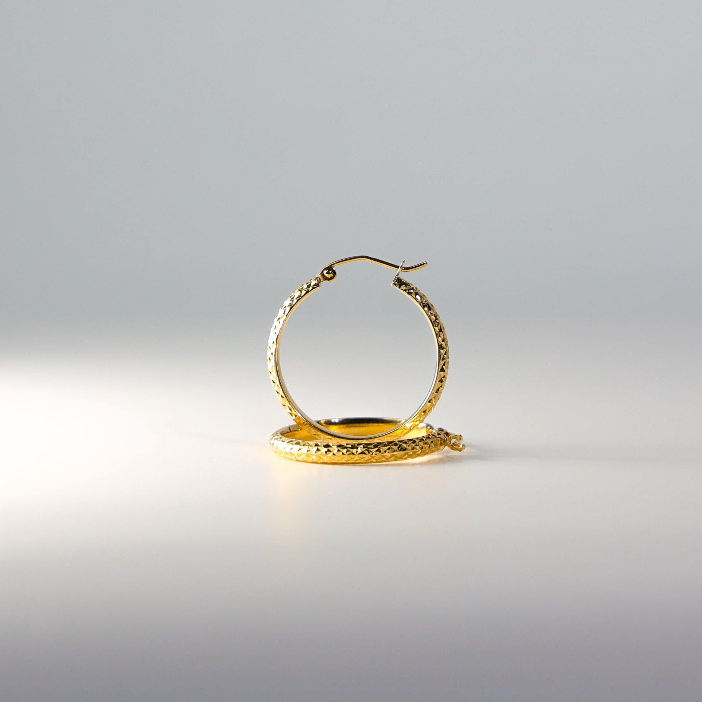 Gold Diamond Cut Huggie Hoop Earrings 25MM Wide Model-0072 - Charlie & Co. Jewelry