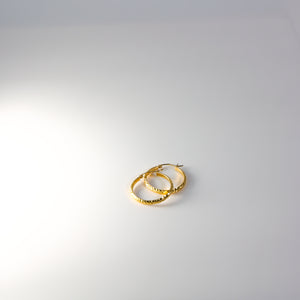 Gold Diamond Cut Huggie Hoop Earrings 25MM Wide Model-0072 - Charlie & Co. Jewelry