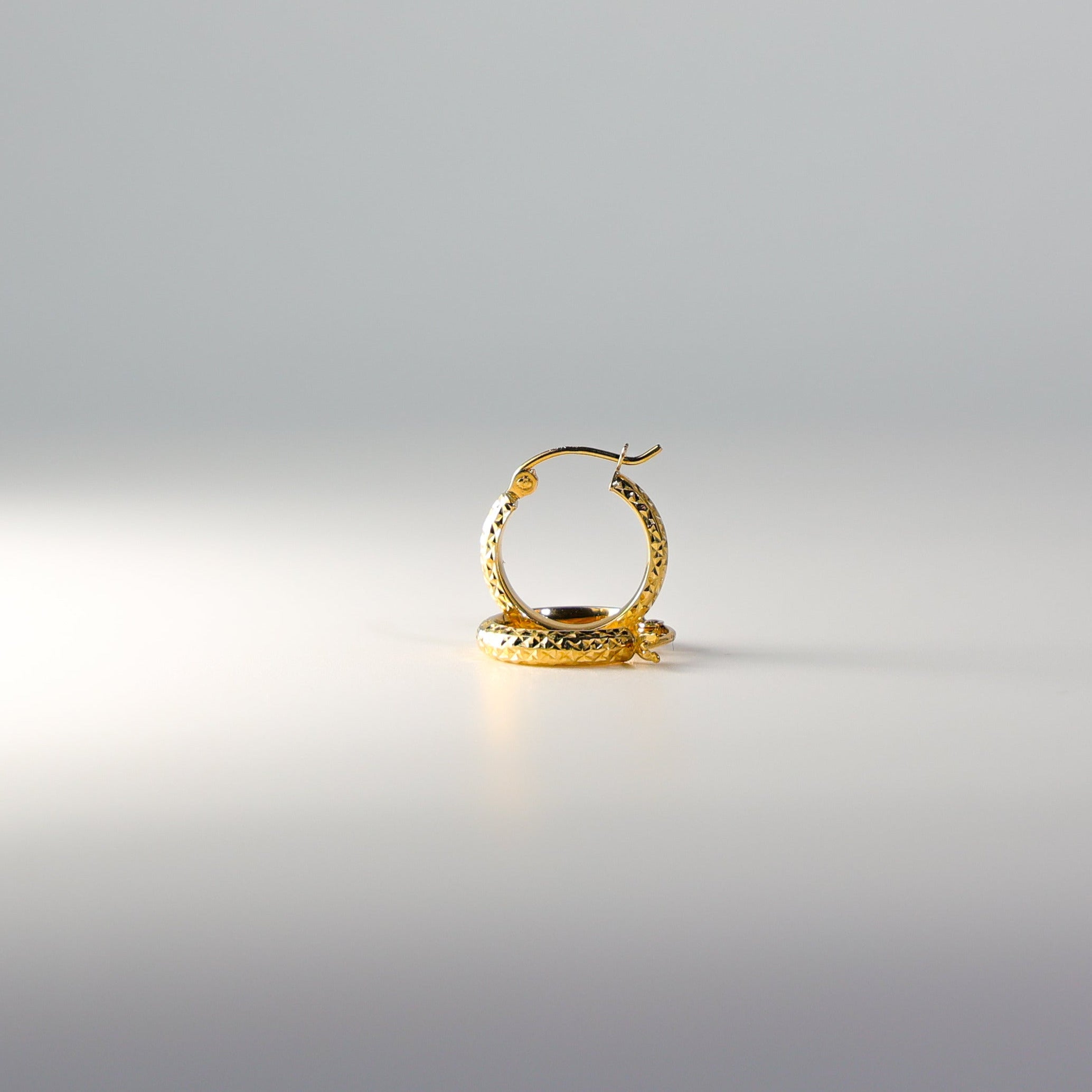 Gold Huggie Hoop Earrings Diamond Cut 15MM Wide Model-0074 - Charlie & Co. Jewelry