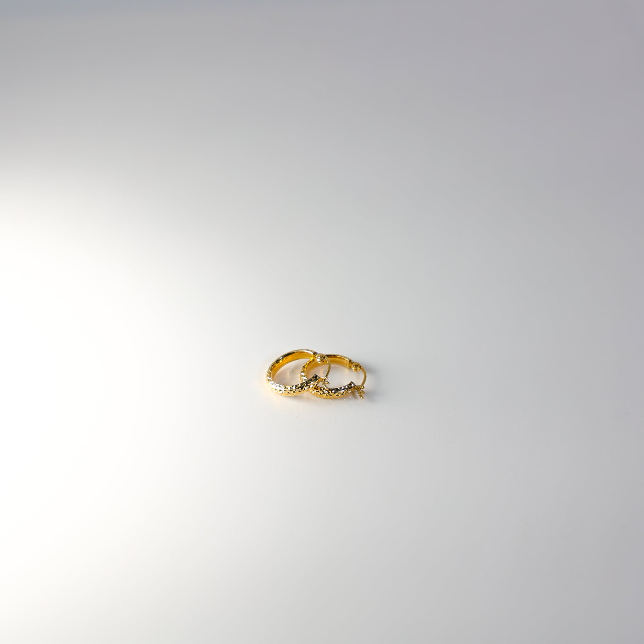 Gold Huggie Hoop Earrings Diamond Cut 15MM Wide Model-0074 - Charlie & Co. Jewelry