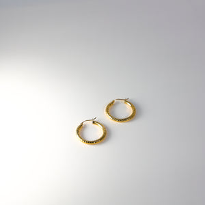 Gold Diamond Cut Huggie Hoop Earrings 25mm Wide Model-0079 - Charlie & Co. Jewelry
