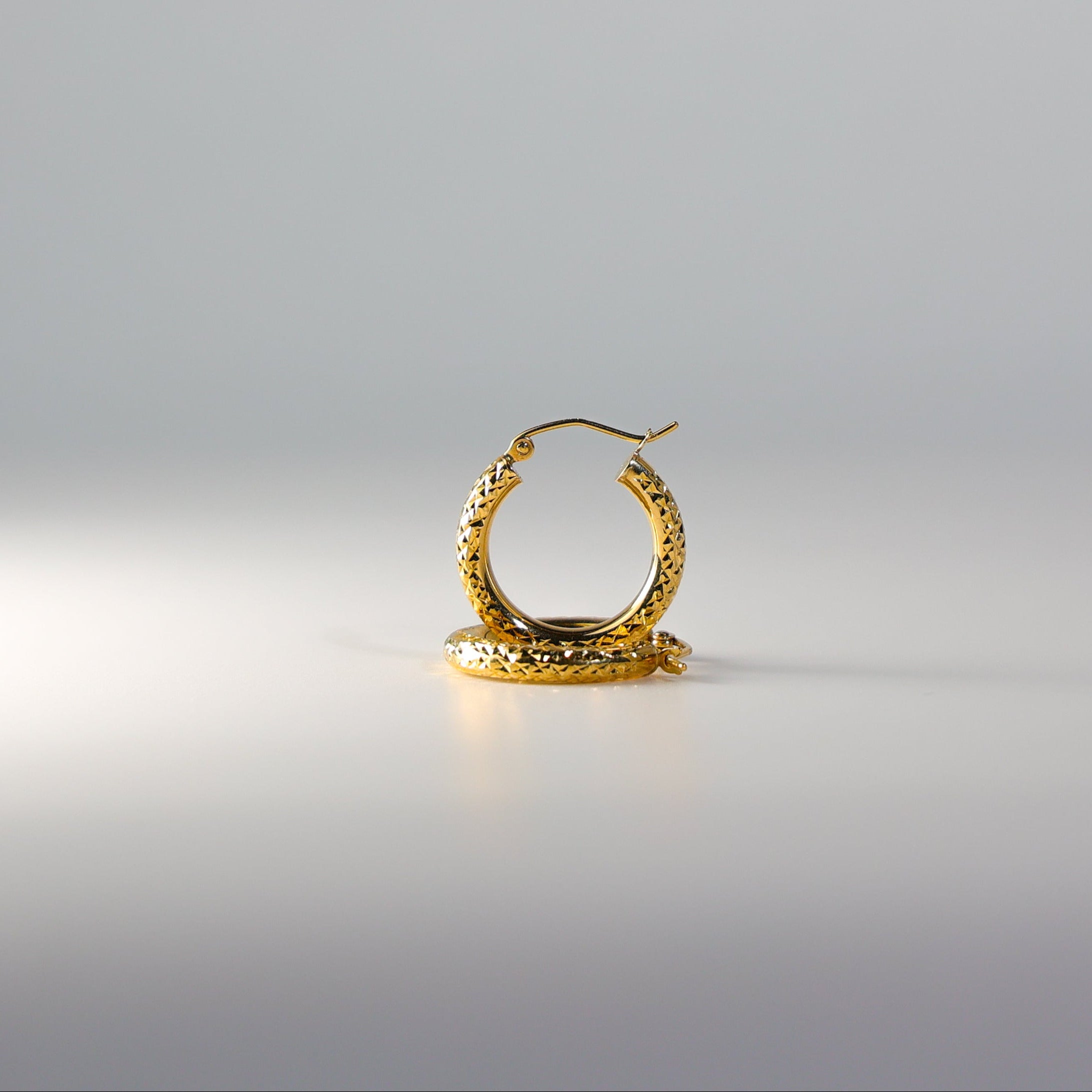 Gold Diamond Cut Huggie Hoop Earrings Gold 20mm Wide Model-0080 - Charlie & Co. Jewelry