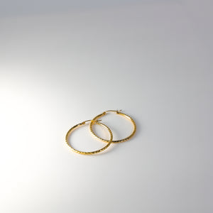 Gold Diamond Cut Huggie Hoop Earrings 33mm Wide Model-0107 - Charlie & Co. Jewelry