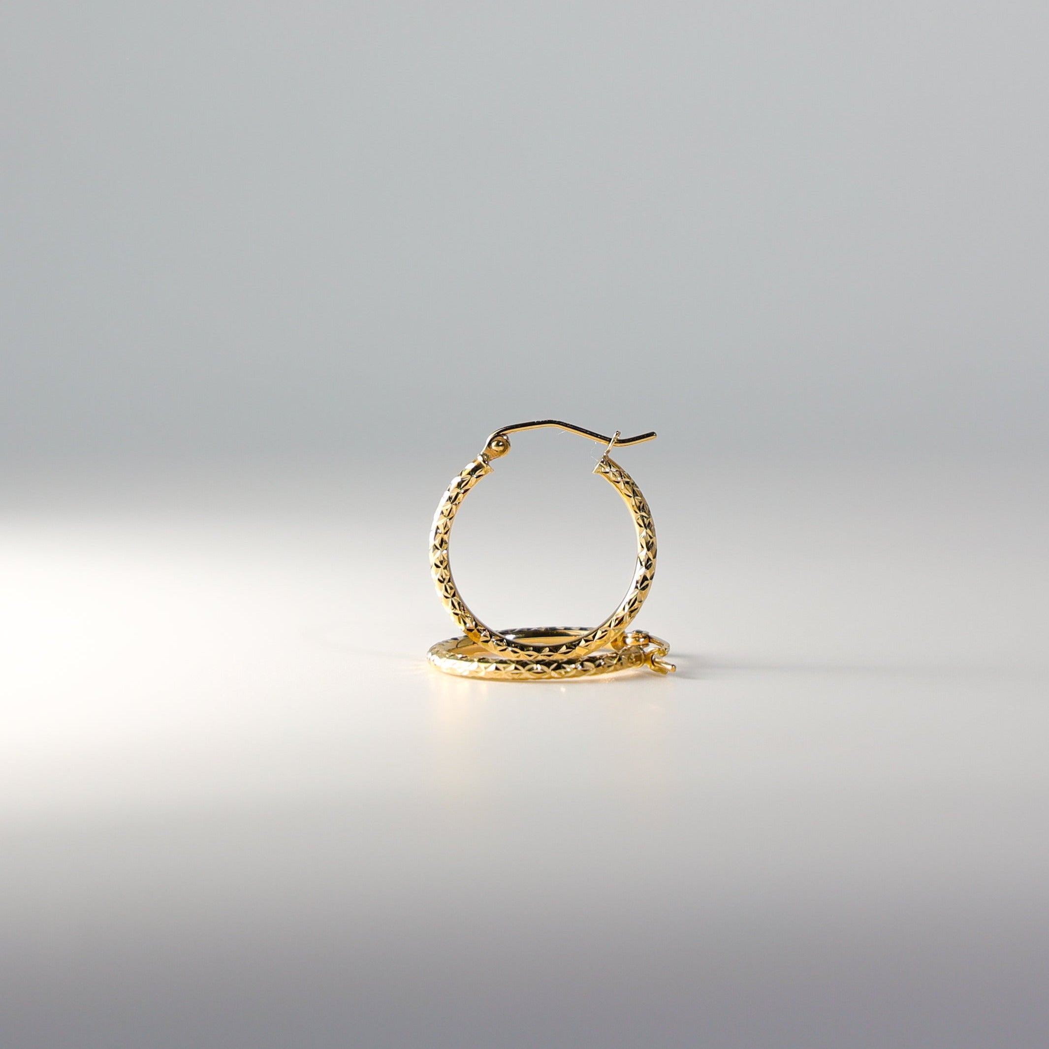 Gold Huggie Hoop Earrings Diamond Cut 20MM Wide Model-109 - Charlie & Co. Jewelry