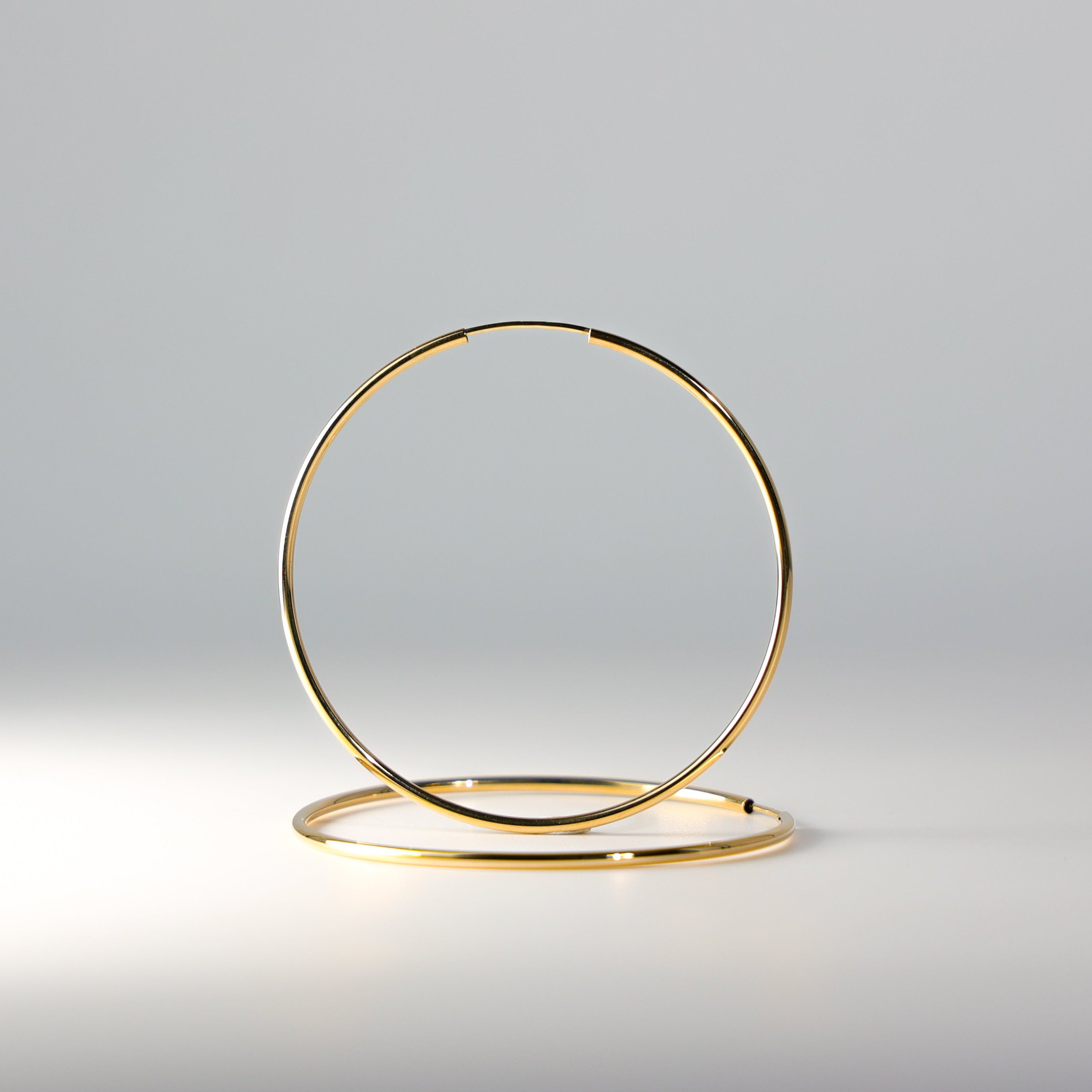 Gold Huggie Hoop Earrings 50mm Wide Model-0118 - Charlie & Co. Jewelry