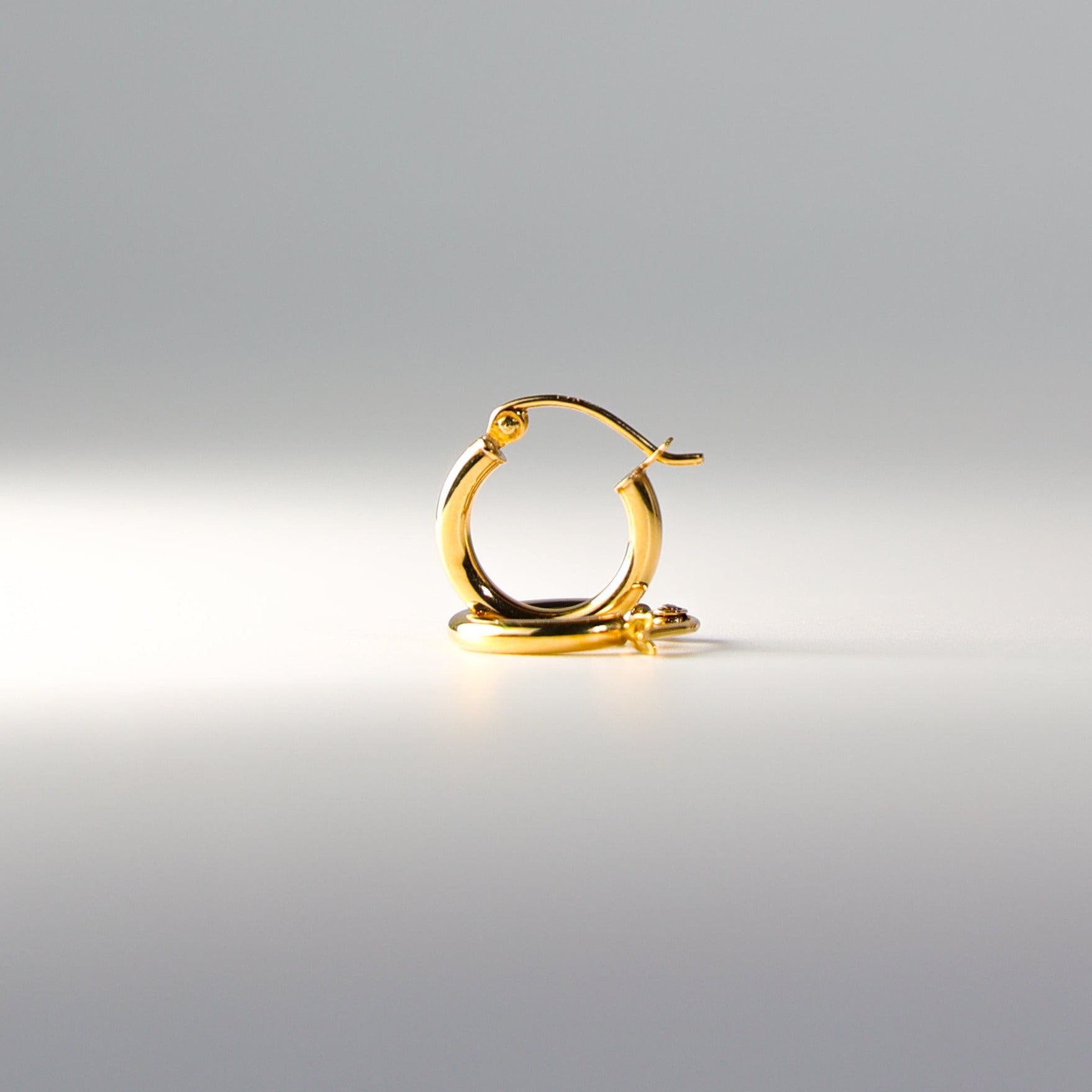 Gold Huggie Hoop Earrings 13MM Wide Model-ER143 - Charlie & Co. Jewelry