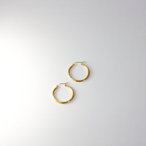 Gold Huggie Hoop Earrings 25MM Wide Model-165 - Charlie & Co. Jewelry