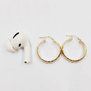 Thick Diamond-Cut Hoop Earrings - 6 MM Thickness - ChaiCoJewelry
