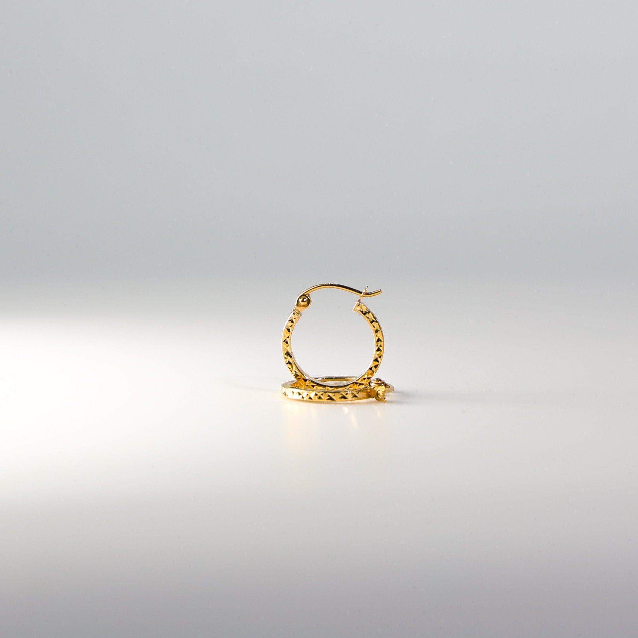 Gold Huggie Hoop Earrings Diamond Cut 15MM Wide Model-559 - Charlie & Co. Jewelry