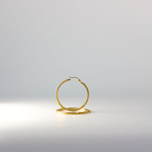 Gold Diamond Cut Hoop Earrings 34 MM Wide Model-0938 - Charlie & Co. Jewelry