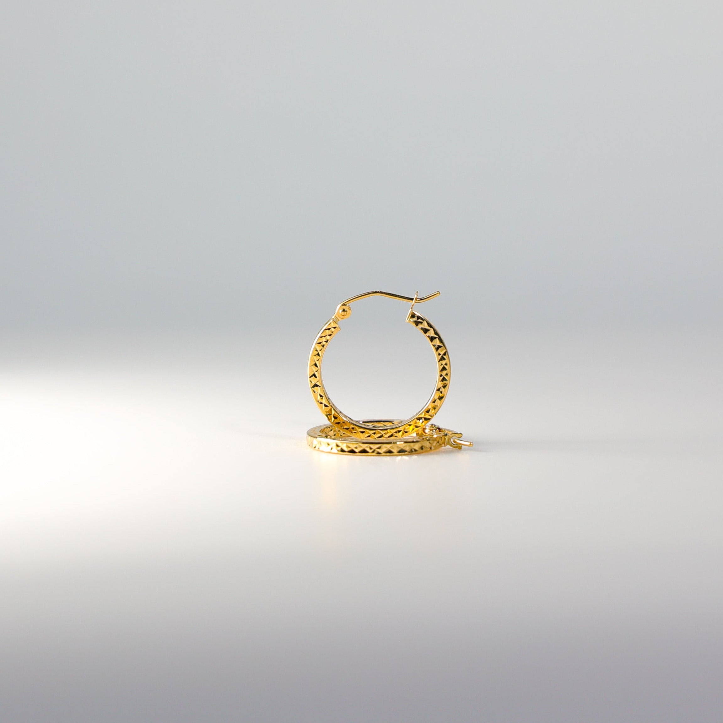 Gold Huggie Hoop Earrings Diamond Cut 19MM Wide Model-940 - Charlie & Co. Jewelry