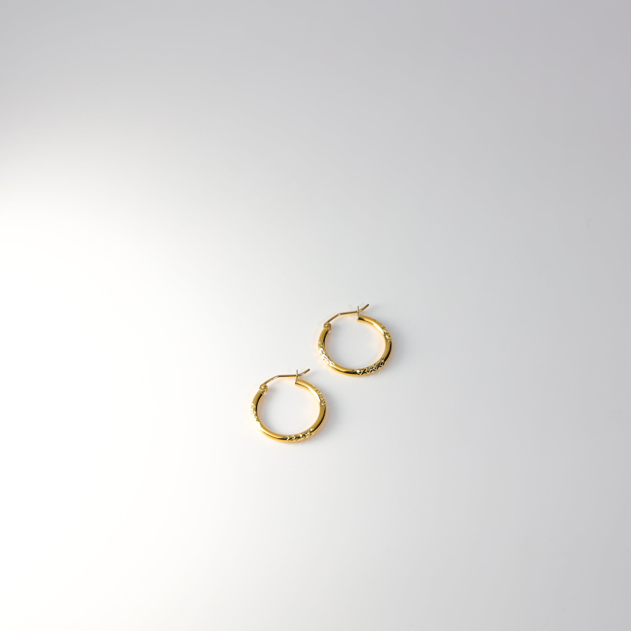 Gold Diamond Cut Huggie Hoop Earrings 20MM Wide Model-0973 - Charlie & Co. Jewelry