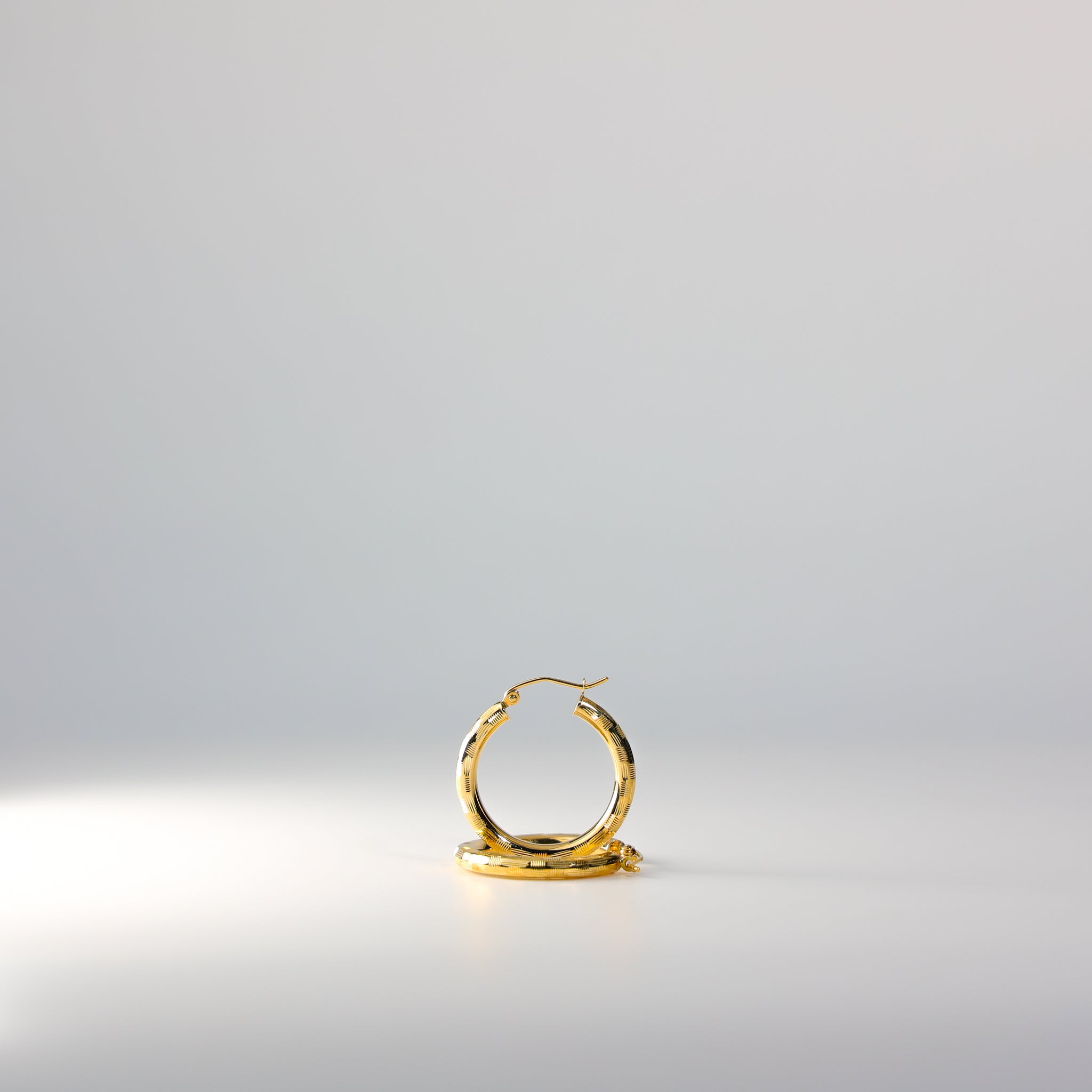 Gold Diamond Cut Huggie Hoop Earrings 25MM Wide Model-1013 - Charlie & Co. Jewelry