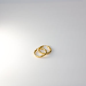 Gold Diamond Cut Huggie Hoop Earrings 25MM Wide Model-1013 - Charlie & Co. Jewelry