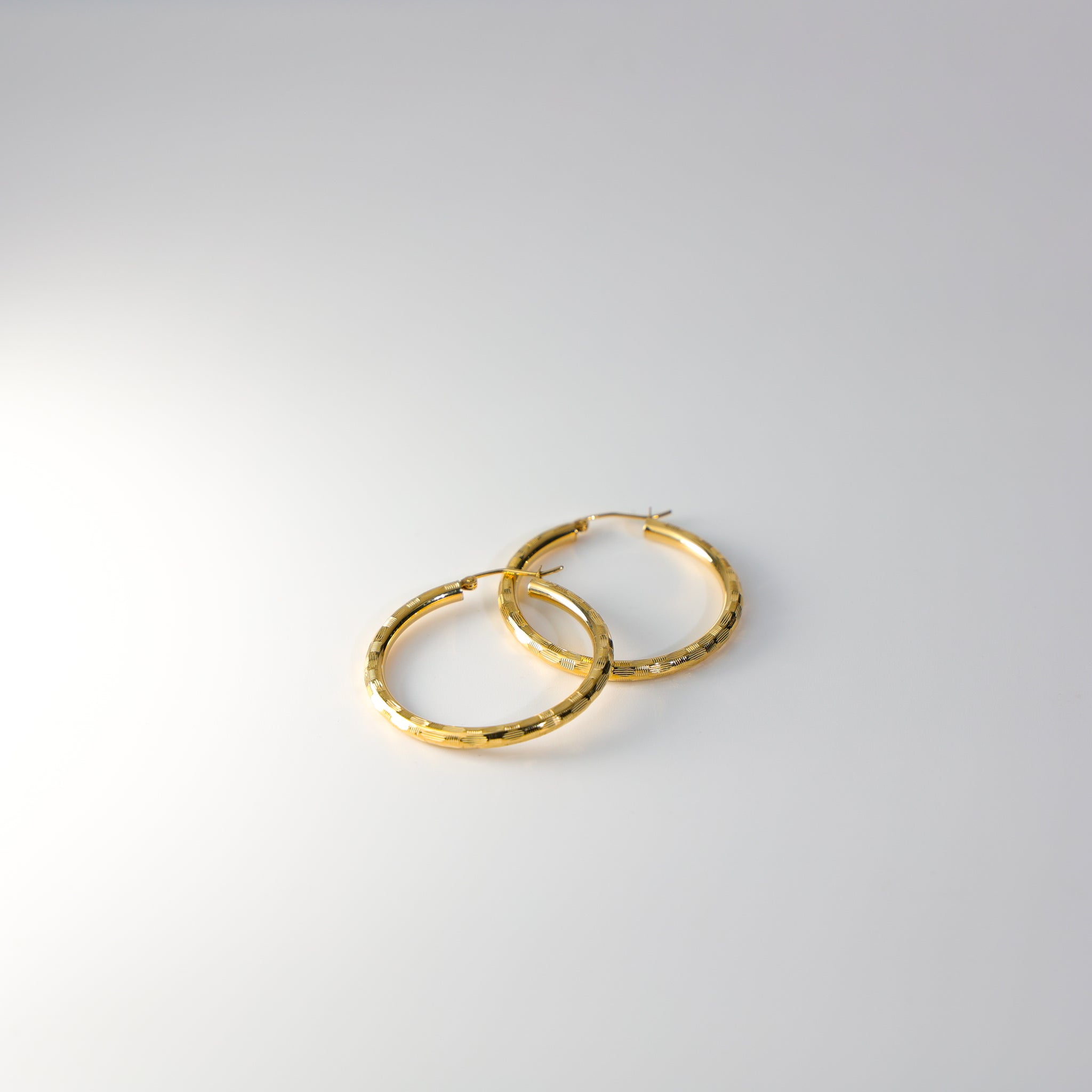 Gold Diamond Cut Hoop Earrings 30 MM Wide Model-1014 - Charlie & Co. Jewelry