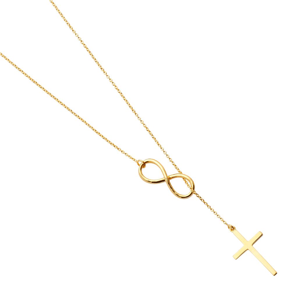 Gold Infinity Cross Necklace Model-NK0297 - Charlie & Co. Jewelry